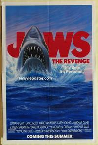 b818 JAWS: THE REVENGE advance one-sheet movie poster '87 it's personal!