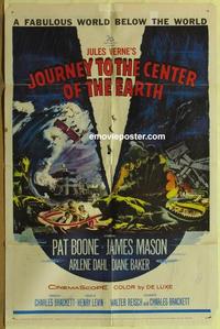 b820 JOURNEY TO THE CENTER OF THE EARTH one-sheet movie poster '59 Verne