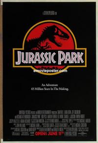 h788 JURASSIC PARK advance one-sheet movie poster '93 Spielberg, dinosaurs