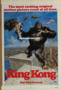 b829 KING KONG teaser one-sheet movie poster '76 BIG Ape, Jessica Lange