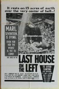 b840 LAST HOUSE ON THE LEFT one-sheet movie poster '72 Wes Craven