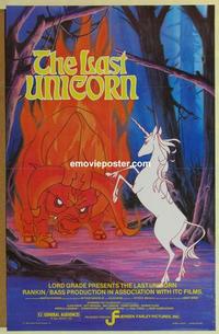 h793 LAST UNICORN one-sheet movie poster '82 fantasy cartoon!