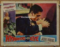 h399 HYPNOTIC EYE movie lobby card #1 '60 Bergerac kissing close up!