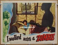 h403 I WALKED WITH A ZOMBIE #3 movie lobby card '43 zombie shadow!