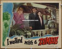 h406 I WALKED WITH A ZOMBIE #6 movie lobby card '43 Conway & 2 ladies!