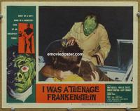 h407 I WAS A TEENAGE FRANKENSTEIN movie lobby card #2 '57 w/monster!