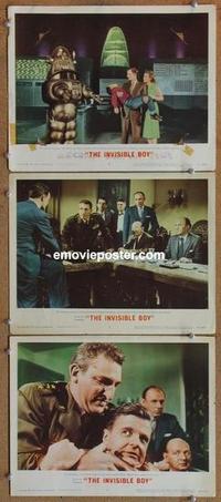 h614 INVISIBLE BOY 3 movie lobby cards '57 Robby the Robot, sci-fi!