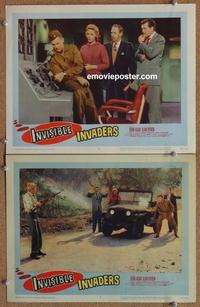 h637 INVISIBLE INVADERS 2 movie lobby cards '59 John Agar, Jean Byron