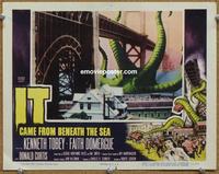 h425 IT CAME FROM BENEATH THE SEA #2 movie lobby card '55 under bridge!