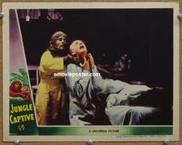 h434 JUNGLE CAPTIVE #6 movie lobby card '45 Ape Woman chokes man!