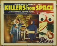 h439 KILLERS FROM SPACE movie lobby card #4 '54 Graves w/bug-eyed guy!