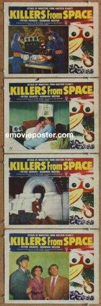 h586 KILLERS FROM SPACE 4 movie lobby cards '54 wild bug-eyed guys!
