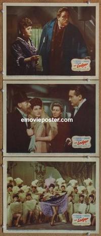 h615 LODGER 3 movie lobby cards '43 Laird Cregar as Jack the Ripper!