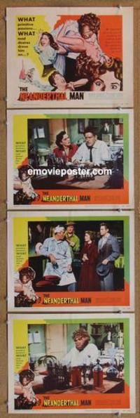 h589 NEANDERTHAL MAN 4 movie lobby cards '53 half man, half beast!