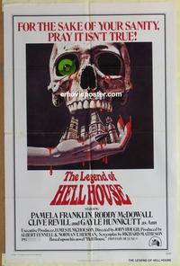 b845 LEGEND OF HELL HOUSE one-sheet movie poster '73 great skull image!