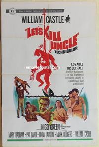 b846 LET'S KILL UNCLE one-sheet movie poster '66 William Castle horror!