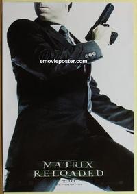 h817 MATRIX RELOADED teaser one-sheet movie poster '03 Agent Smith, Weaving