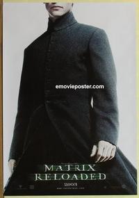 h818 MATRIX RELOADED teaser one-sheet movie poster '03 Neo, Keanu Reeves