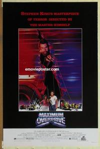 h821 MAXIMUM OVERDRIVE one-sheet movie poster '86 Stephen King, Estevez