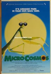 h824 MICROCOSMOS DS one-sheet movie poster '96 great praying mantis image!