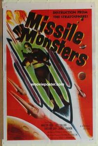 b882 MISSILE MONSTERS one-sheet movie poster '58 cool sci-fi image!