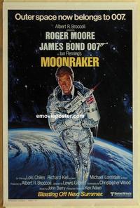 h826 MOONRAKER style A advance one-sheet movie poster '79 Moore as Bond!