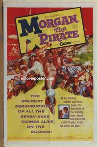 b887 MORGAN THE PIRATE one-sheet movie poster '61 Steve Reeves