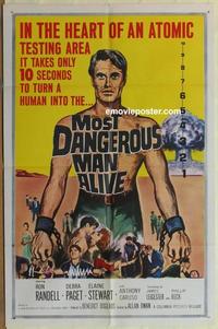 b888 MOST DANGEROUS MAN ALIVE one-sheet movie poster '61 atomic testing!