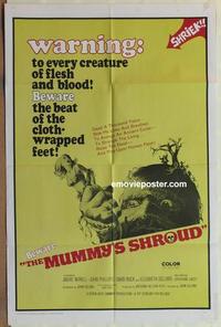 b895 MUMMY'S SHROUD one-sheet movie poster '67 wild giant mummy image!