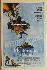 b899 MYSTERIOUS ISLAND one-sheet movie poster '61 Ray Harryhausen