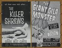 b374 KILLER SHREWS/GIANT GILA MONSTER movie pressbook '59 sci-fi!