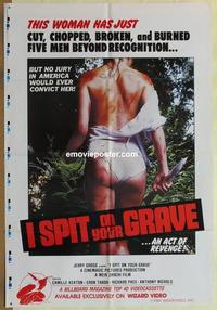 b783 I SPIT ON YOUR GRAVE video one-sheet movie poster '78 revenge!