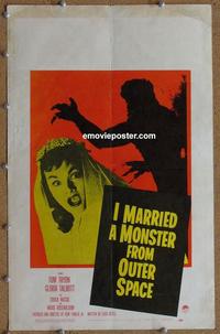 b353 I MARRIED A MONSTER FROM OUTER SPACE window card movie poster '58 horror!