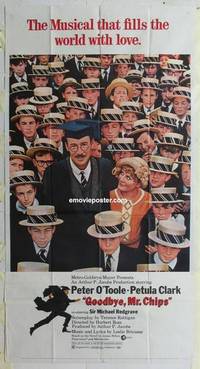 k332 GOODBYE MR CHIPS three-sheet movie poster '70 teacher Peter O'Toole!