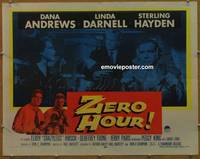 a907 ZERO HOUR half-sheet movie poster '57 Dana Andrews, Linda Darnell