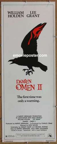 b145 DAMIEN OMEN 2 insert movie poster '78 William Holden, Lee Grant