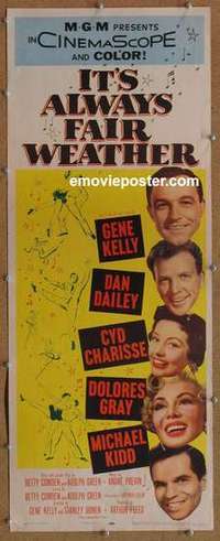 b324 IT'S ALWAYS FAIR WEATHER insert movie poster '55 Gene Kelly