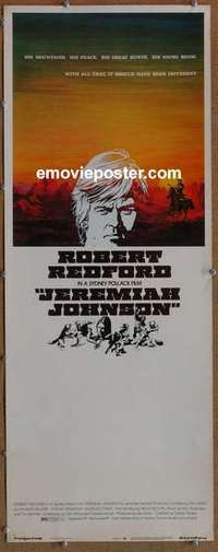 b326 JEREMIAH JOHNSON insert movie poster '72 Robert Redford, Pollack