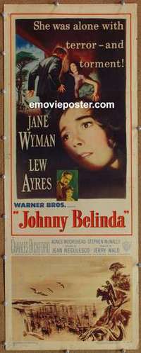 b328 JOHNNY BELINDA insert movie poster '48 Jane Wyman, Lew Ayres