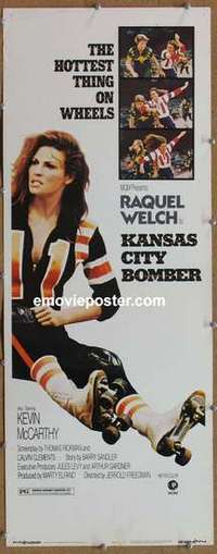 b336 KANSAS CITY BOMBER insert movie poster '72 sexy Raquel Welch!