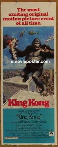 b342 KING KONG insert movie poster '76 BIG Ape, Jessica Lange