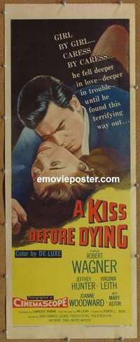 b345 KISS BEFORE DYING insert movie poster '56 Robert Wagner, Woodward