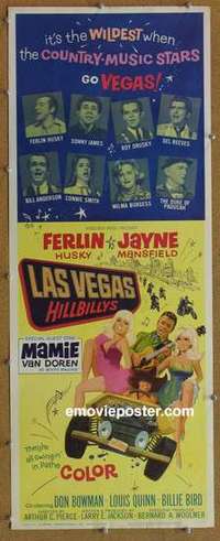 b353 LAS VEGAS HILLBILLYS insert movie poster '66 Mansfield, Van Doren