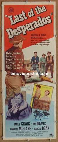 b355 LAST OF THE DESPERADOS insert movie poster '56 Sam Newfield