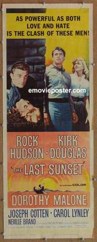 b358 LAST SUNSET insert movie poster '61 Rock Hudson, Douglas