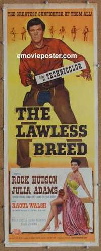 b362 LAWLESS BREED insert movie poster '53 Rock Hudson, Julie Adams