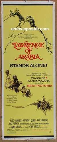 b363 LAWRENCE OF ARABIA insert movie poster R71 David Lean classic!