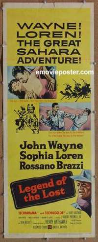 b364 LEGEND OF THE LOST insert movie poster '57 John Wayne, Loren