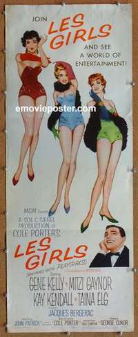 b365 LES GIRLS insert movie poster '57 Cukor, Gene Kelly, Mitzi Gaynor