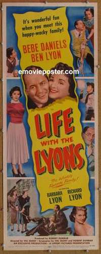 b368 LIFE WITH THE LYONS insert movie poster '54 Bebe Daniels